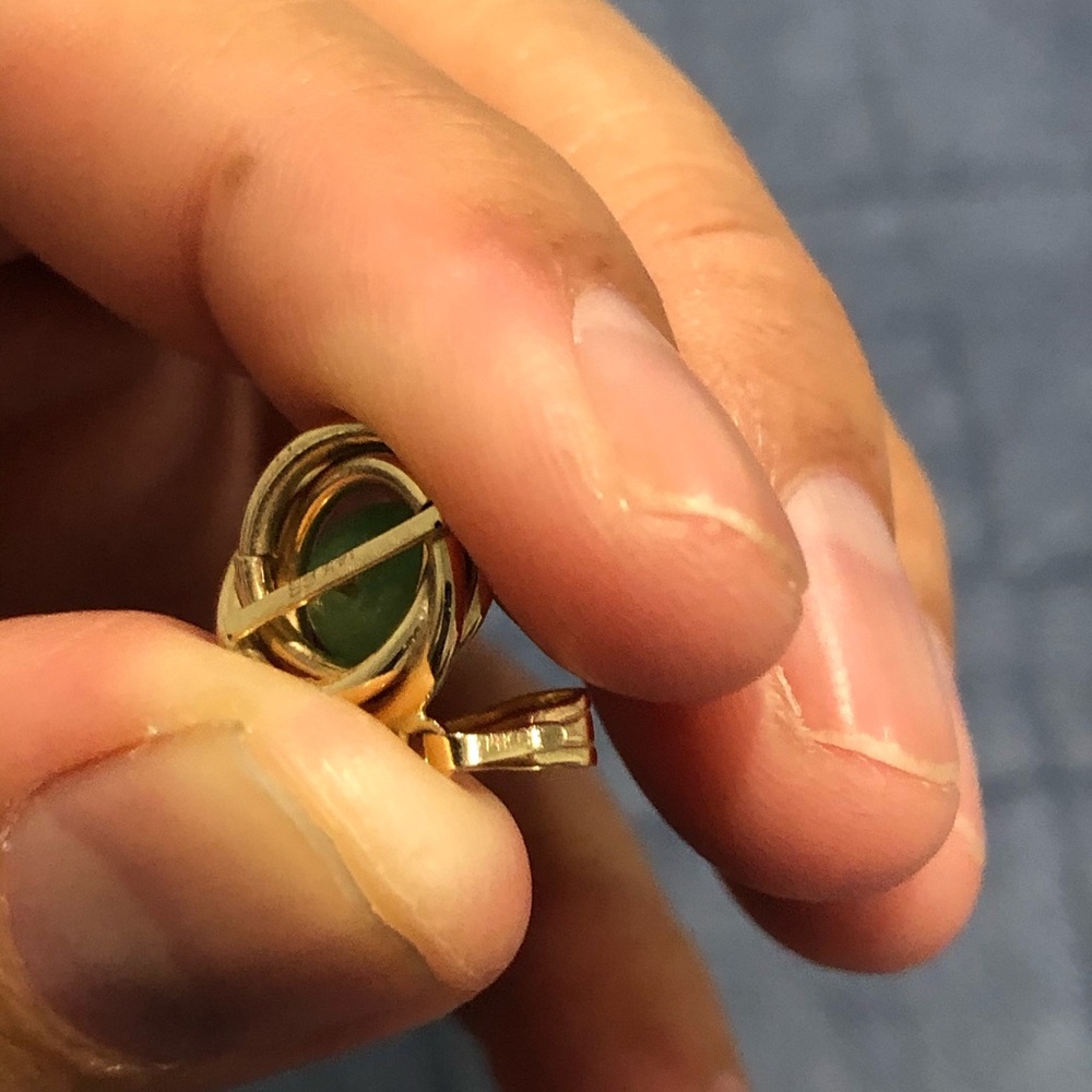 14k Solid Gold Jade Pendant Charm - image 5